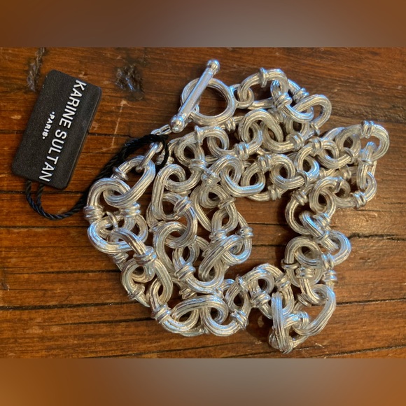 Karine Sultan Classic Chain Link Toggle Necklace 20” Silvertone G… - Picture 5 of 7